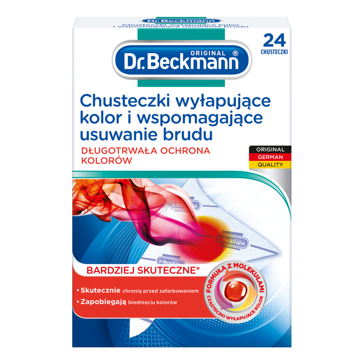 Dr. Beckmann Chusteczki wyłapujące kolor i wspomagające usuwanie brudu 24 sztuki
