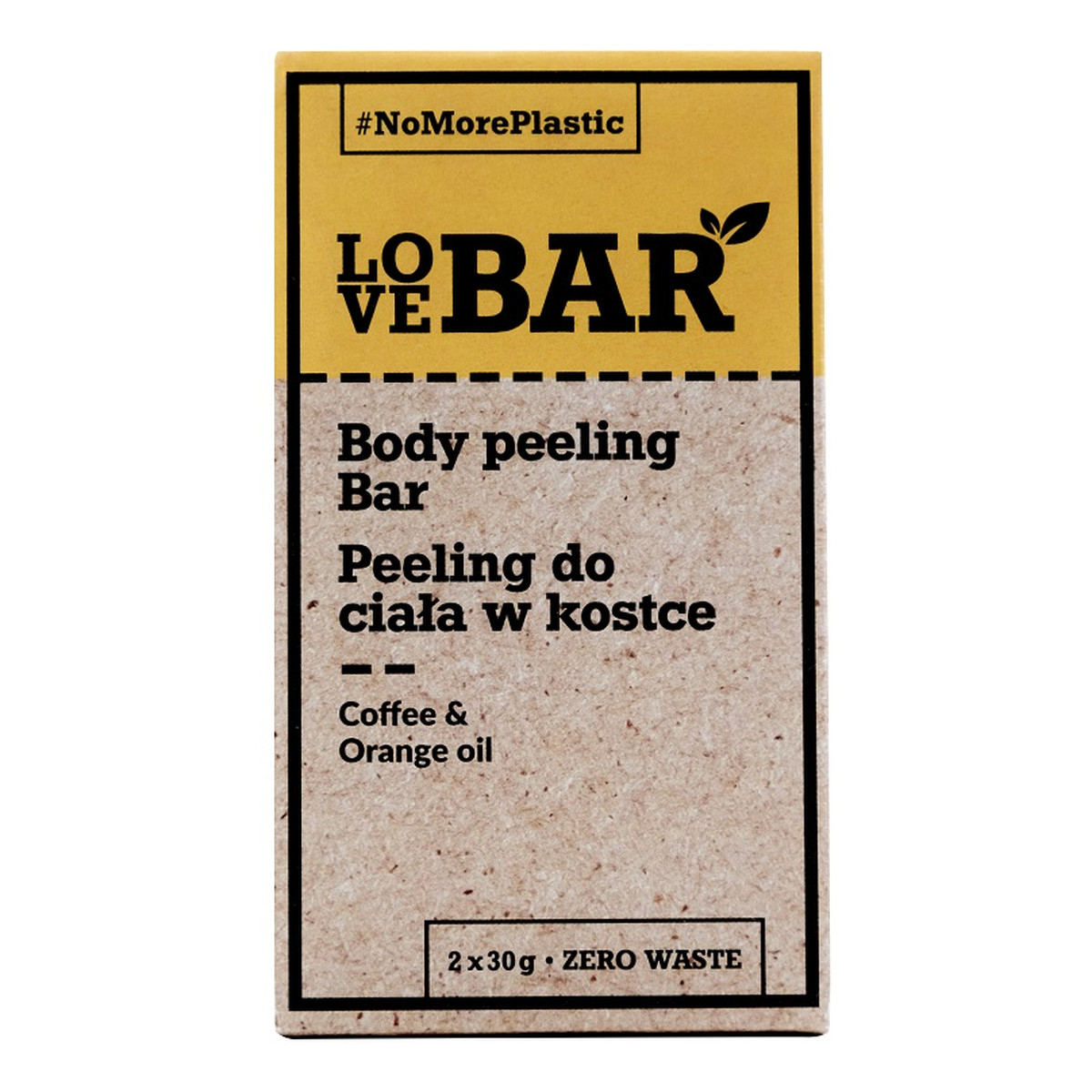 Love Bar Body Peeling Bar peeling do ciała w kostce Kawa & Pomarańczowy Olejek 2x30g 60g