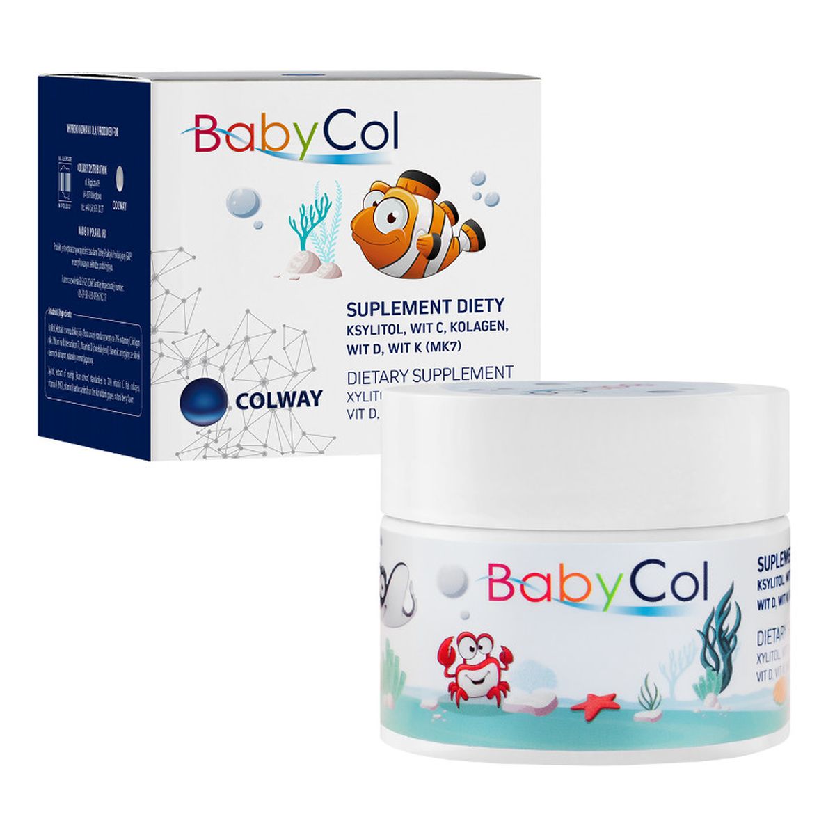 Colway BabyCol Dietary Supplement pastylki dla dzieci z kolagenem i witaminami suplement diety 60 szt