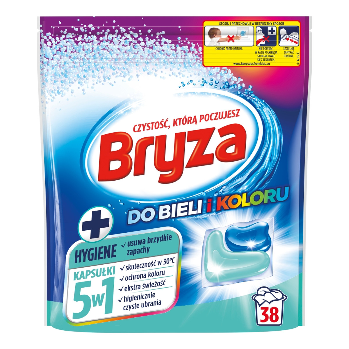 Bryza Hygiene 5w1 kapsułki do prania bieli i koloru 38szt