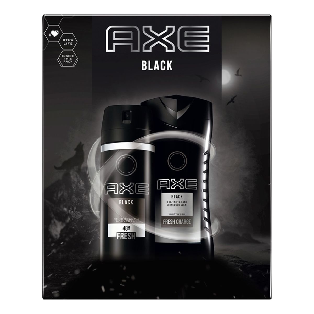 Axe Zestaw prezentowy Black dezodorant spray + żel pod prysznic 250ml